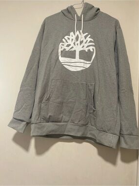 Timberland Men’s Gray Crewneck Hoodie with White Tree Logo